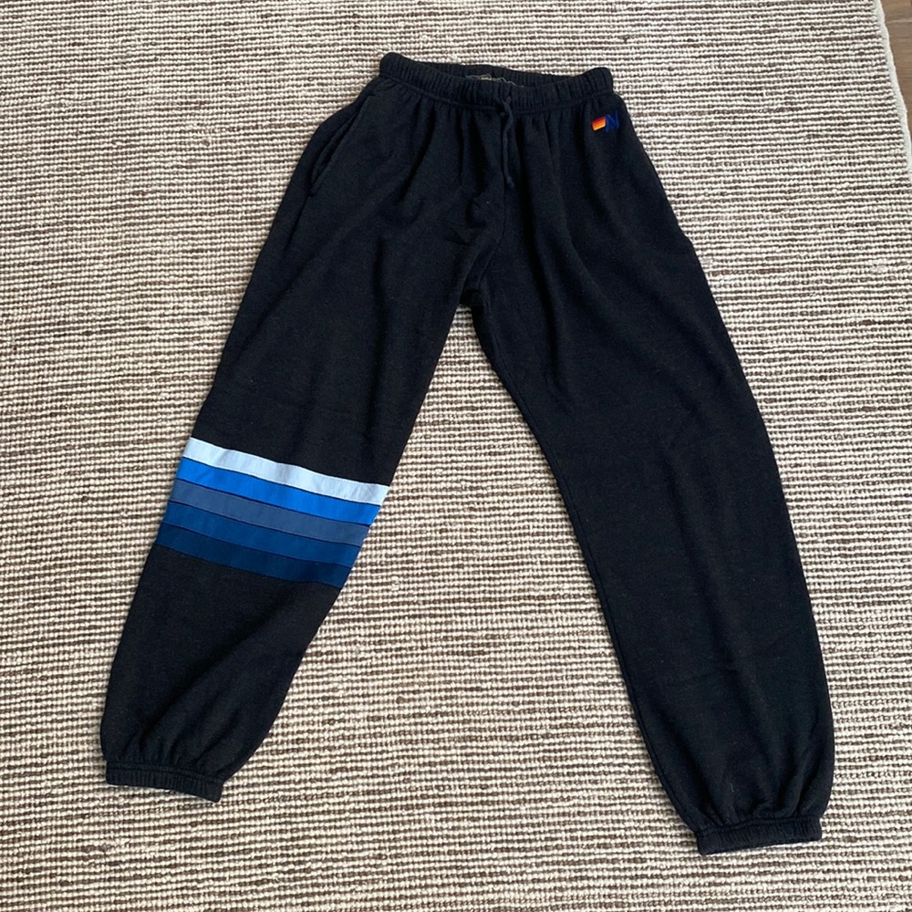 Rare Single Leg 5 Stripe Aviator Nation Charcoal Sweatpants